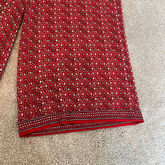 Max Studio Women's Bright Red Patterned Wide Leg Trouser Size M - Picture 5 of 10
